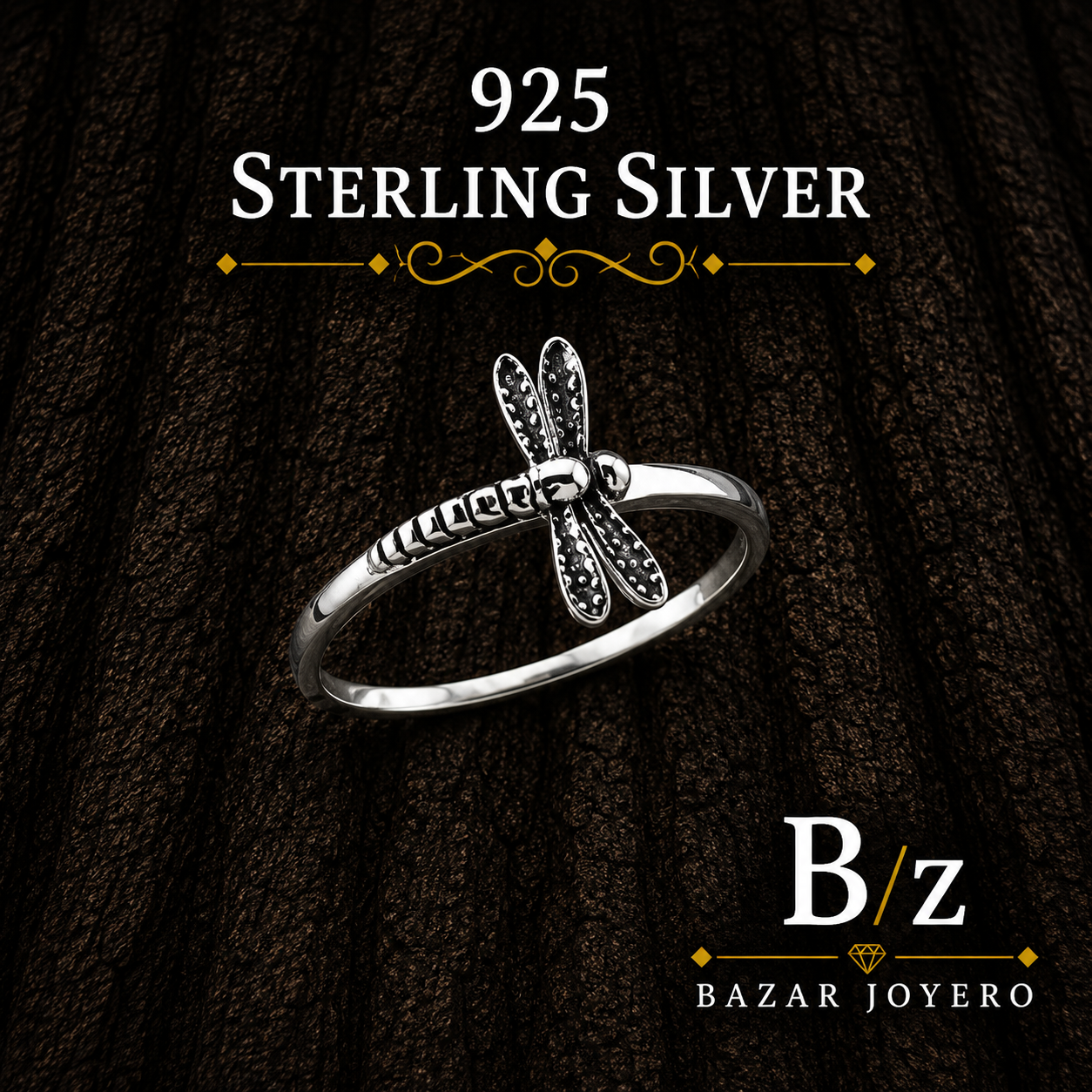 925 Sterling Silver Dragonfly Ring