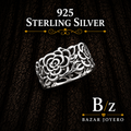 925 Sterling Silver Openwork Rose Floral Ring