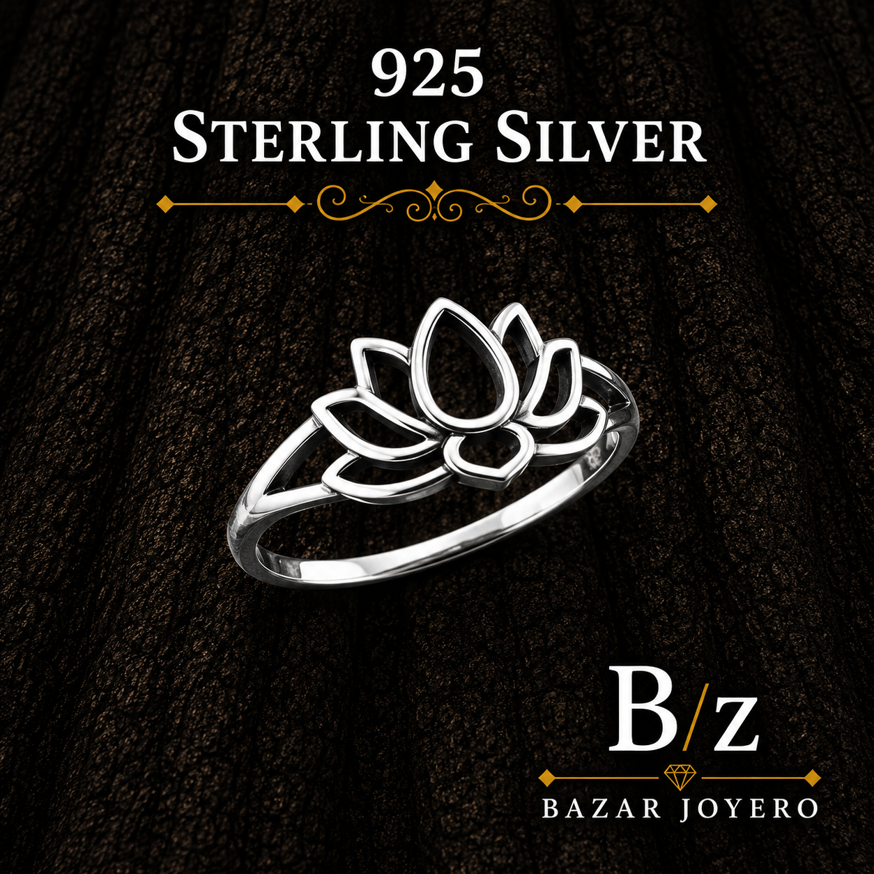 925 Sterling Silver Lotus Flower Ring