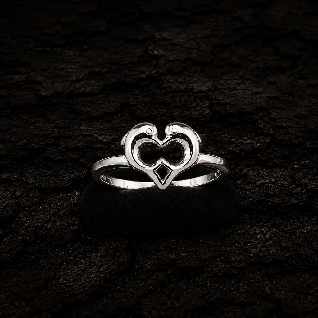 Front view of 925 Sterling Silver Open Heart Infinity Ring