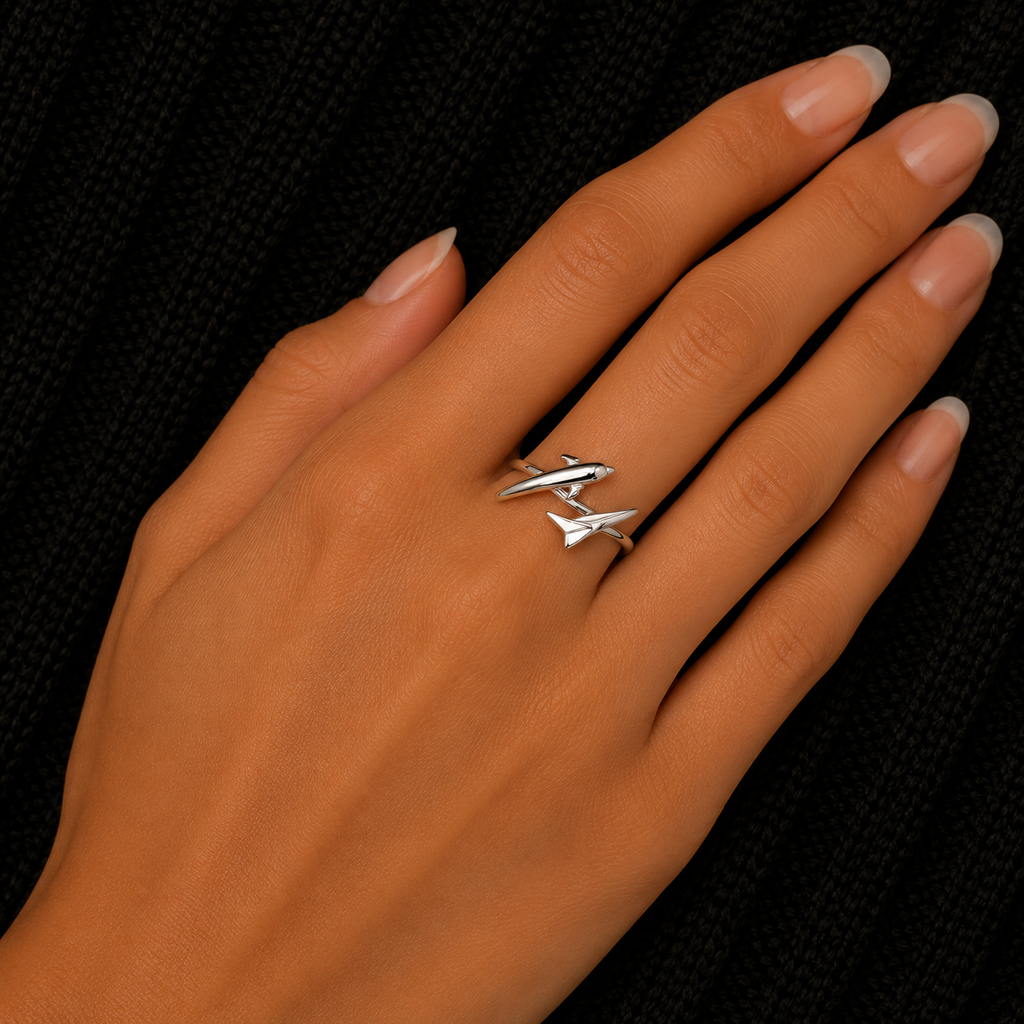 925 Sterling Silver Dolphin Wrap Ring worn on woman's hand