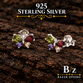 925 sterling silver multicolor butterfly stud earrings, detailed product view.