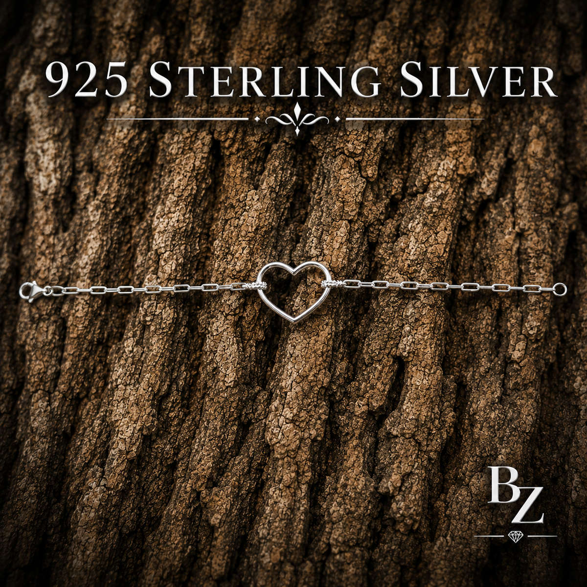925 Sterling Silver Open Heart Bracelet