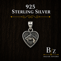 925 Sterling Silver Horse Heart Pendant with oxidized equestrian design