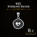 925 Sterling Silver Heart Medallion Pendant with oxidized textured detail
