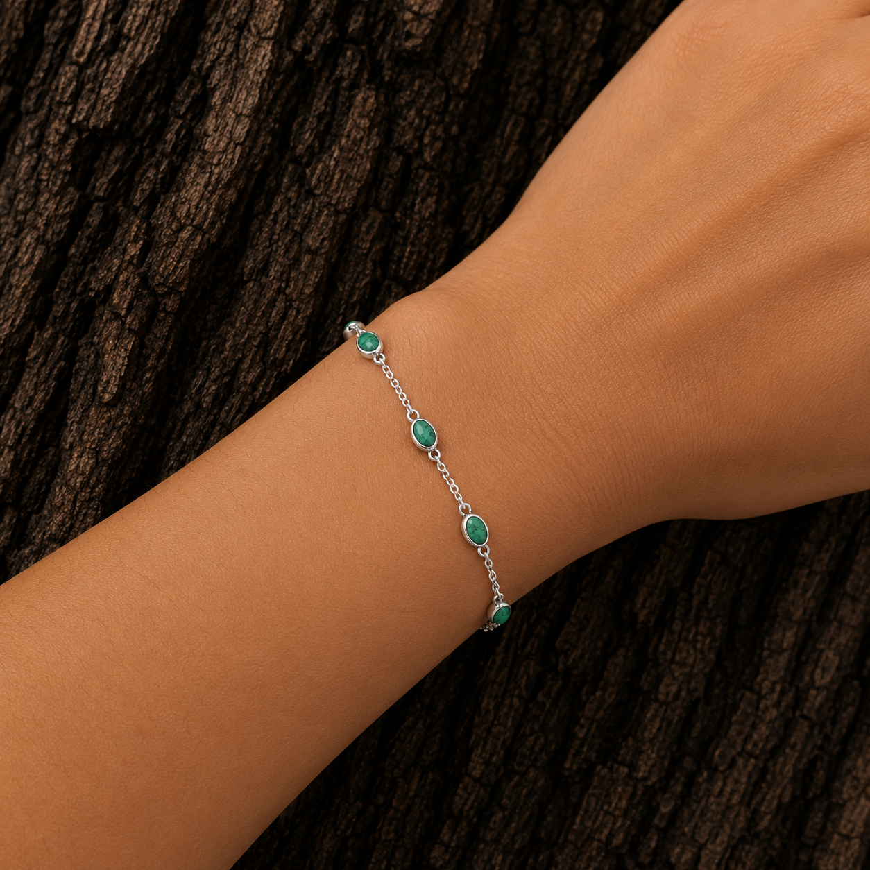 925 Sterling Silver Turquoise Bracelet worn on wrist