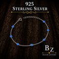 925 Sterling Silver Blue Lab Opal Station Bracelet