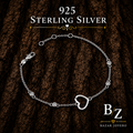 925 Sterling Silver Open Heart Cubic Zirconia Bracelet