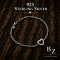 925 Sterling Silver Open Heart Link Chain Bracelet with Cubic Zirconia