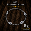 925 Sterling Silver Evil Eye Link Bracelet with Blue Cubic Zirconia