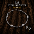925 Sterling Silver Hamsa Hand Bracelet with Blue Evil Eye Cubic Zirconia