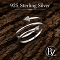 925 Sterling Silver CZ Arrow Wrap Ring with cubic zirconia accents