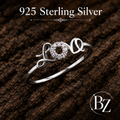 925 Sterling Silver CZ Love Ring with heart design