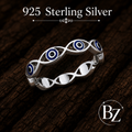 925 Sterling Silver Evil Eye Band Ring