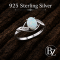 925 Sterling Silver Synthetic Opal Twist Ring