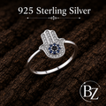 925 Sterling Silver Hamsa CZ Ring