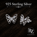 925 Sterling Silver Butterfly Stud Earrings with AAA Cubic Zirconia
