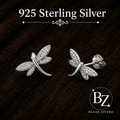 925 Sterling Silver Dragonfly Stud Earrings with AAA Cubic Zirconia