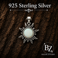 925 Sterling Silver White Lab Opal Sun Pendant