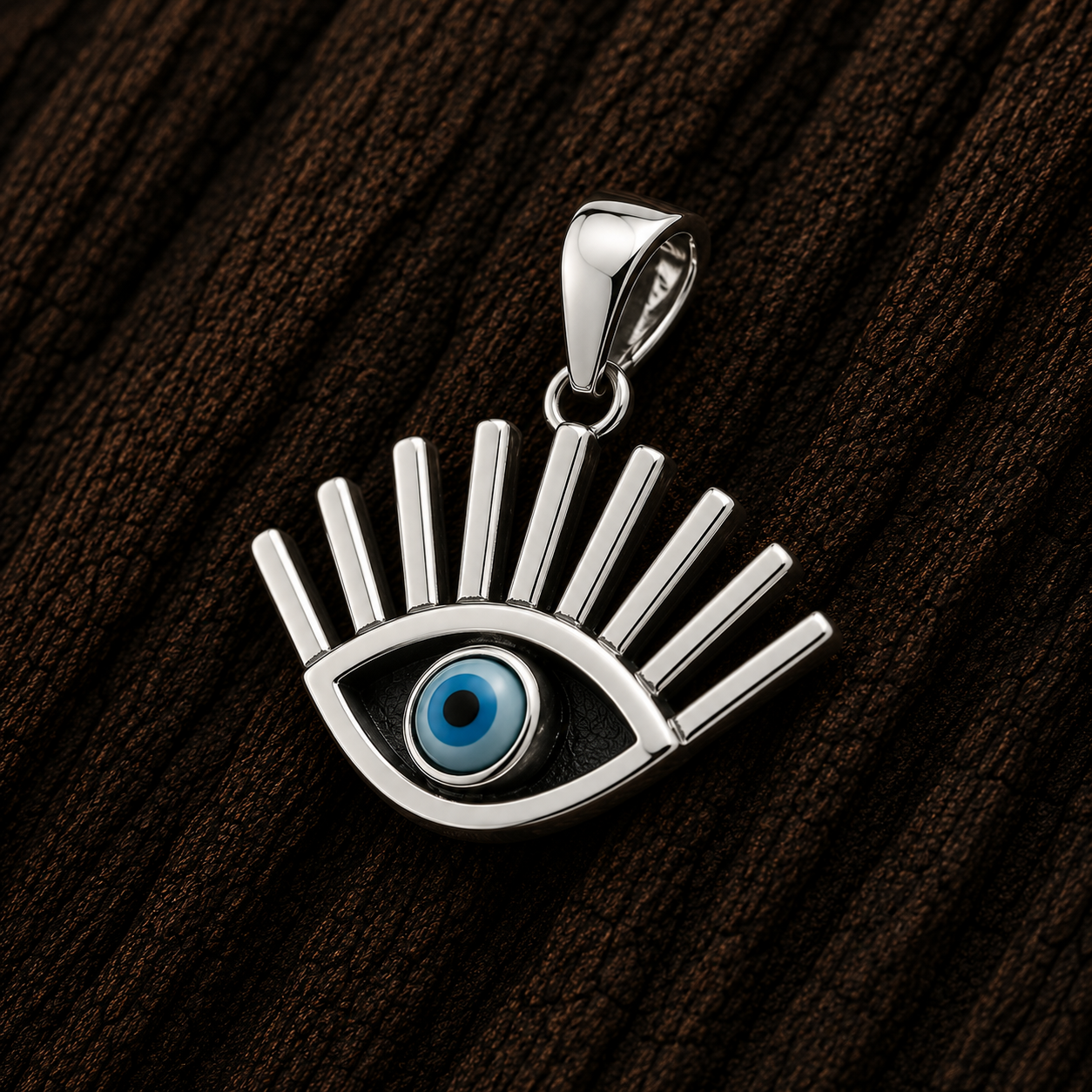 Close-up of 925 Sterling Silver Evil Eye Pendant