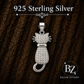 925 Sterling Silver Cat Pendant with Cubic Zirconia