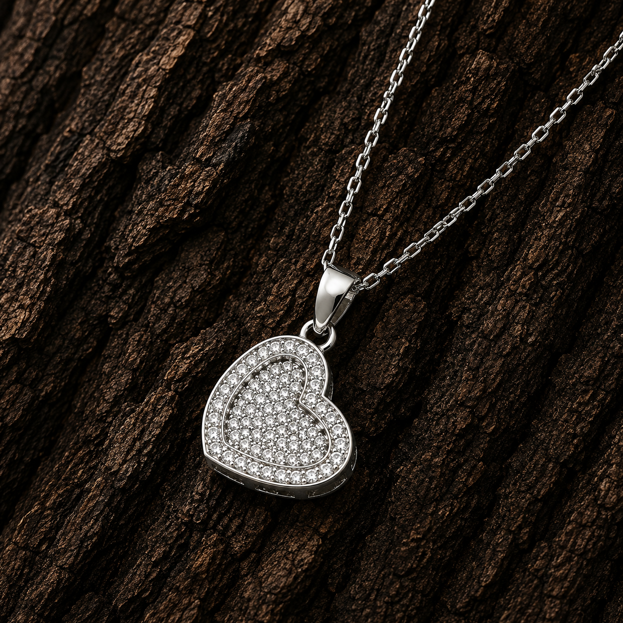 925 Sterling Silver Open Heart Necklace 