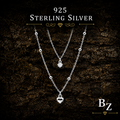 925 Sterling Silver Double Layer Heart Necklace with Cubic Zirconia