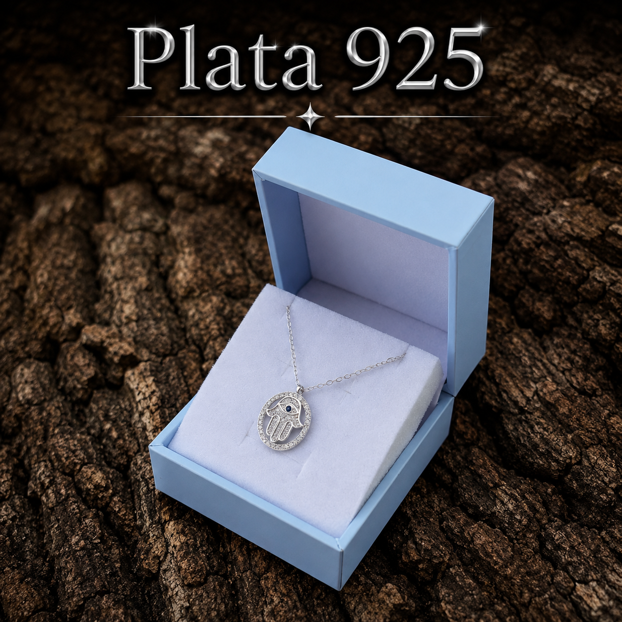 925 Sterling Silver Hamsa Hand Necklace presented in FREE Gift Box