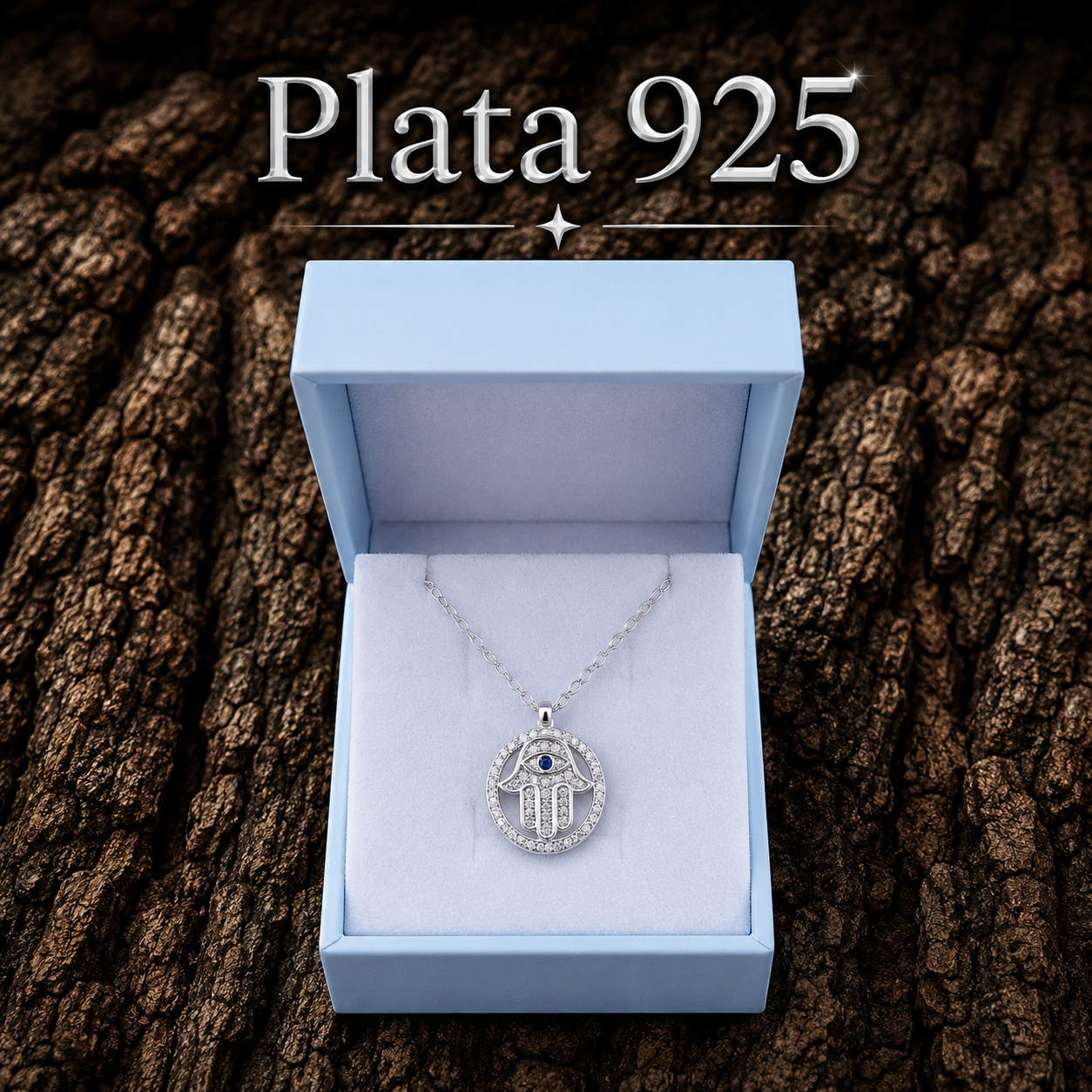 925 Sterling Silver Hamsa Hand Necklace presented in FREE Gift Box