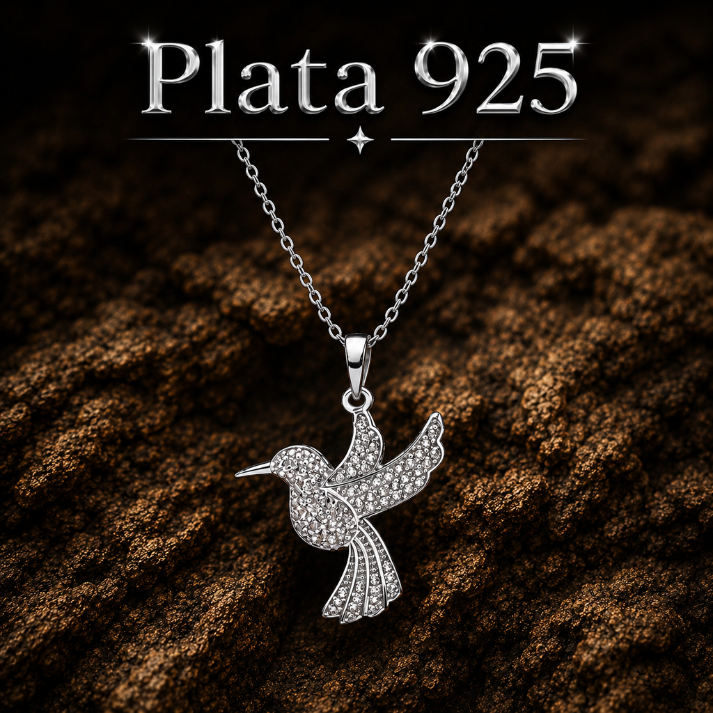 925 Sterling Silver Hummingbird Necklace with Cubic Zirconia