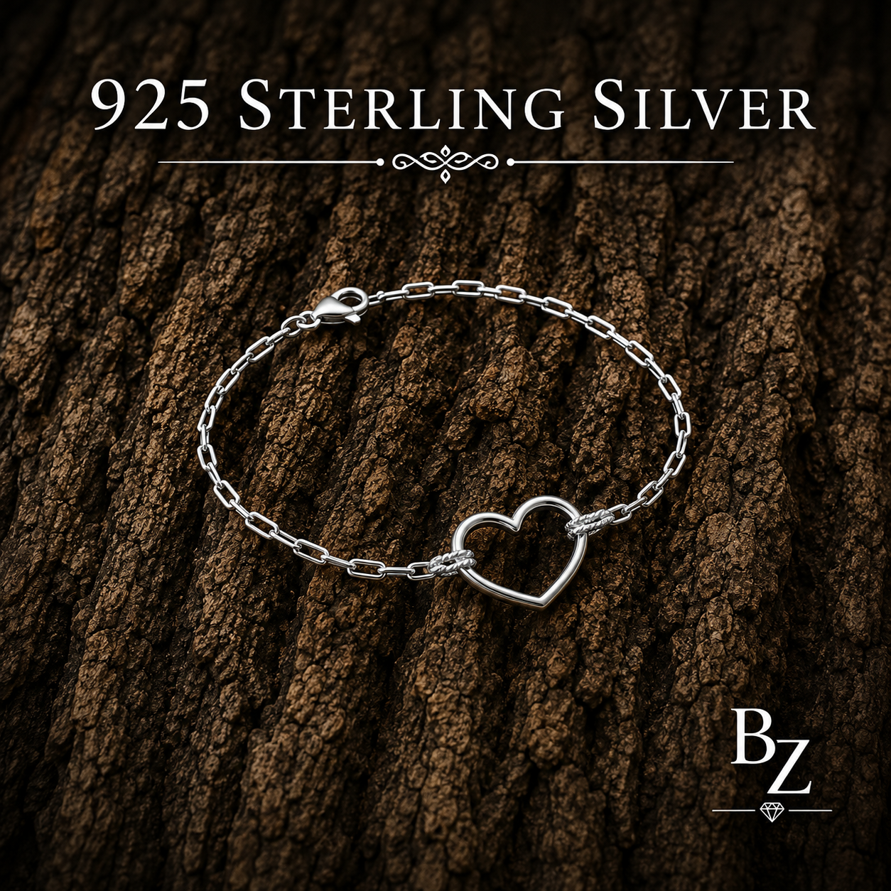 925 Sterling Silver Open Heart Bracelet