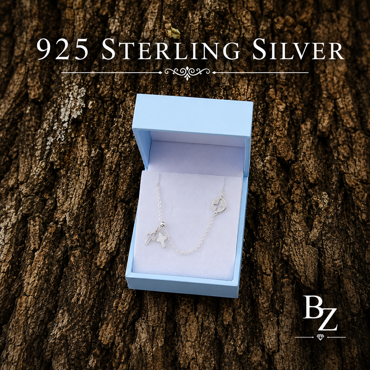 925 Sterling Silver Cross Charm Bracelet