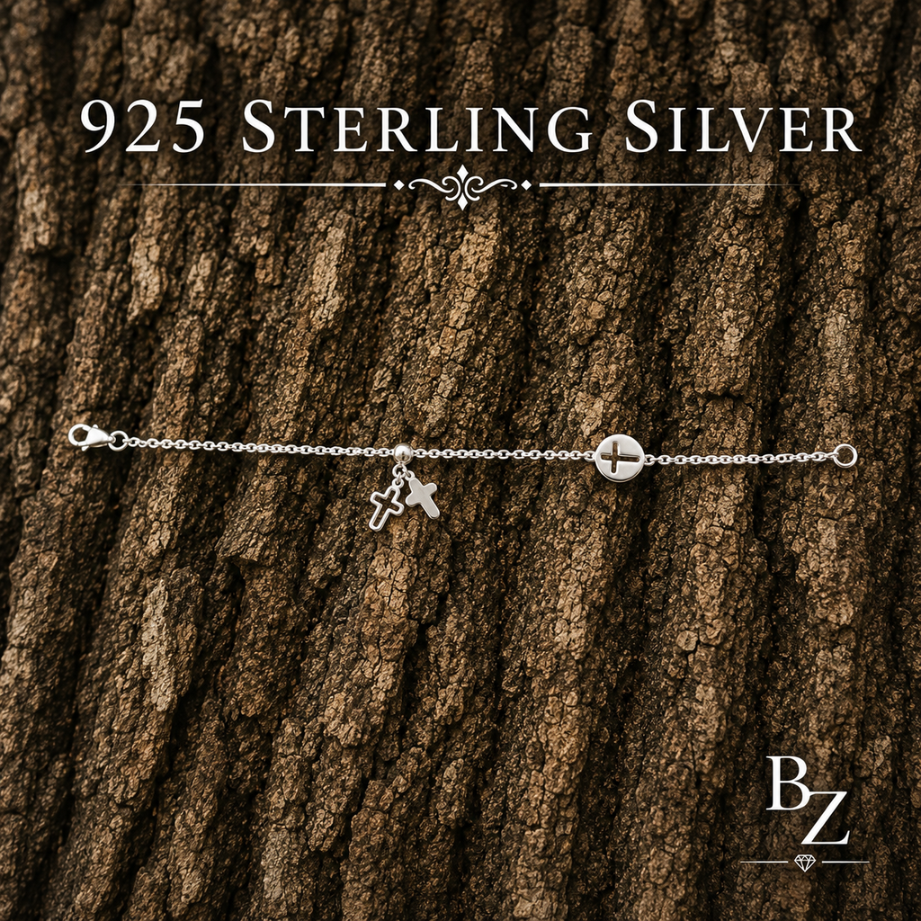 925 Sterling Silver Cross Charm Bracelet