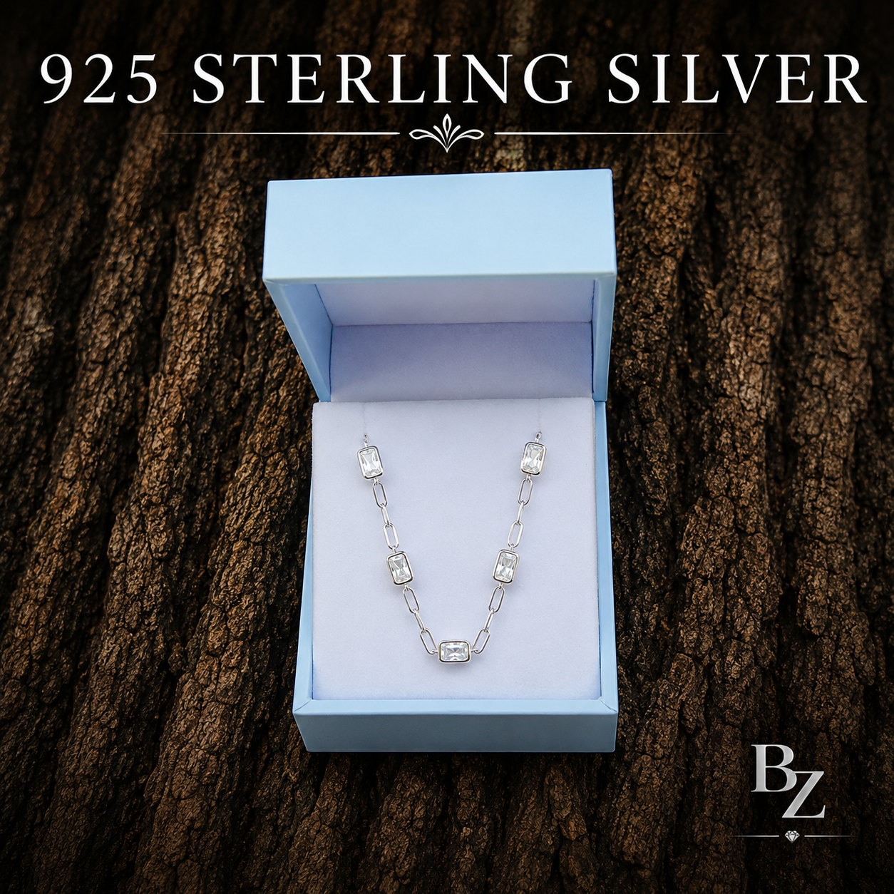 925 Sterling Silver Cubic Zirconia Station Bracelet