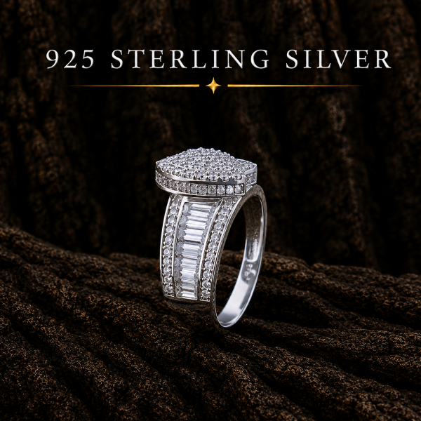 925 Sterling Silver Heart Ring Side View