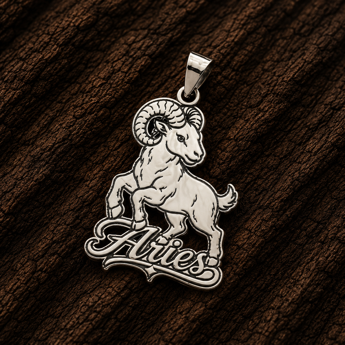 Aries Sterling Silver Pendant Detail