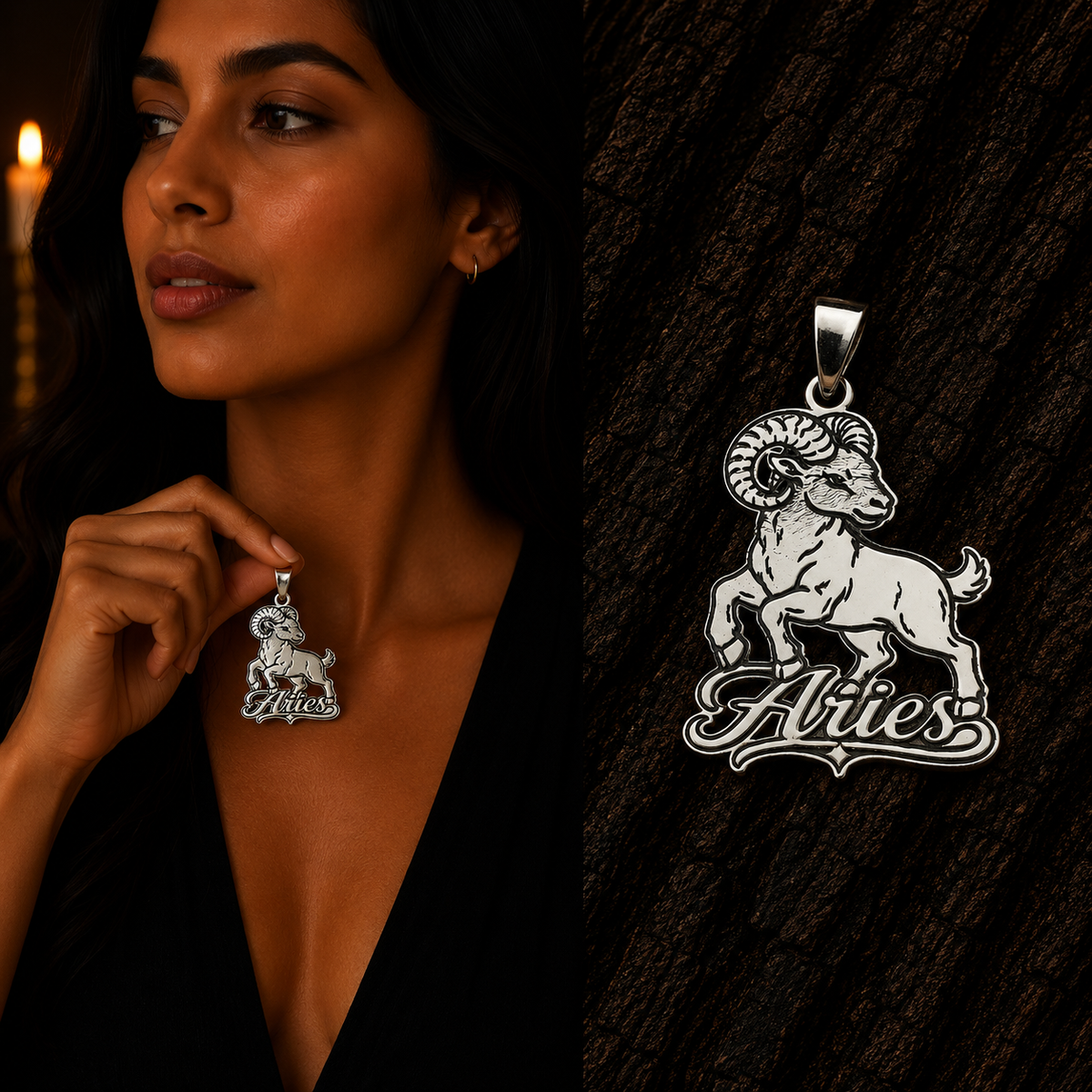 Aries Sterling Silver Pendant Lifestyle