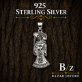 Catrina floral 925 sterling silver pendant featuring detailed engraved roses, traditional dress and an elegant skeleton design.
