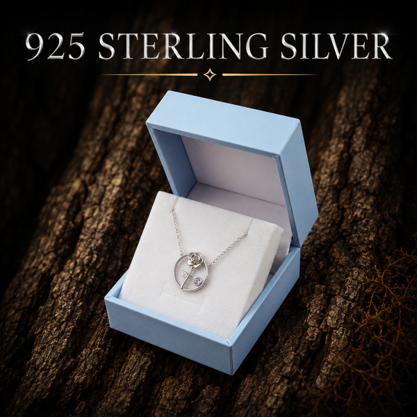 Elegant 925 Sterling Silver Rose Necklace featuring a delicate rose pendant with a sparkling cubic zirconia accent on an 18-inch chain. Includes a FREE Gift Box and Silver Polishing Cloth. Perfect for everyday wear, birthdays, anniversaries, and special gifts. Quantity discounts available.