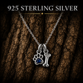 925 Sterling Silver Paw Print and Bone Necklace with Blue Heart Cubic Zirconia Pendant