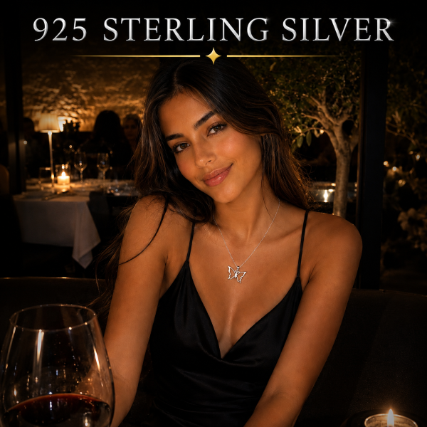 925 Sterling Silver Butterfly Necklace with an elegant polished finish and 18-inch chain. FREE Gift Box included and quantity discounts available.