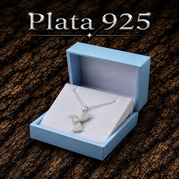 925 Sterling Silver Hummingbird Necklace presented in FREE Gift Box